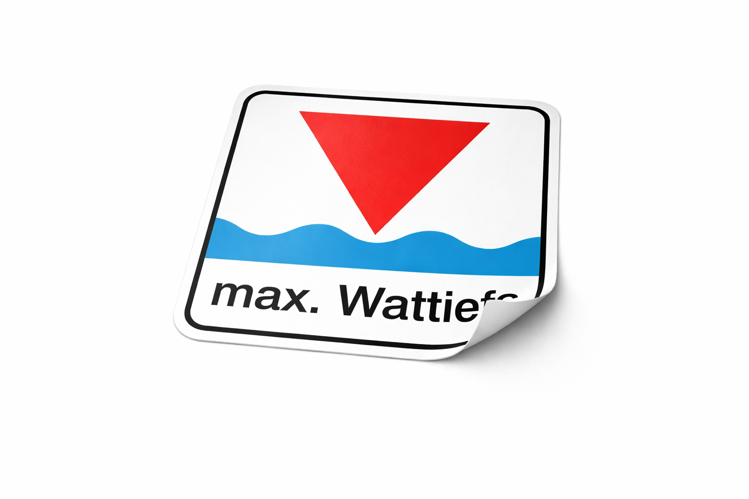 Max. Watttiefe Aufkleber<br>(4,8 x 4,8 cm)